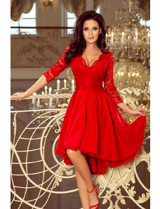 Numoco Wieczorowa sukienka z koronkową górą- czerwona - Rozmiar: S