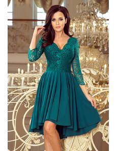 Numoco Wieczorowa sukienka z koronkową górą- zielona - Rozmiar: S