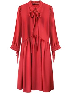 INPRESS Sukienka z falbankową stójką czerwona (208art)