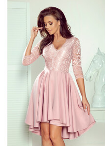 Numoco Wieczorowa sukienka z koronkową górą- pudrowy róż - Rozmiar: S