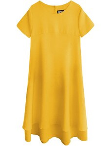 INPRESS Trapezowa sukienka żółta (436art)