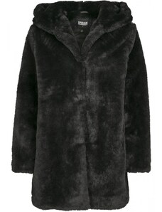 Damski płaszcz Urban Classics Hooded Teddy - czarny