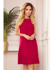 Numoco Trapezowa sukienka z plisą - czerwona - Rozmiar: S