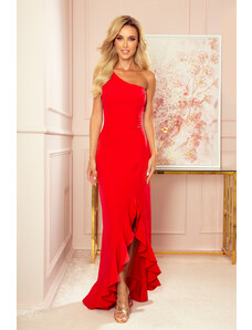 Numoco Wieczorowa sukienka z falbaną - czerwona Rozmiar: XS