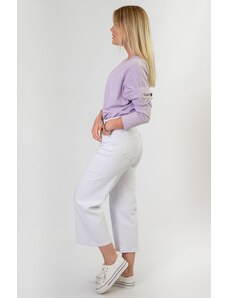 FASHION Szerokie spodnie damskie kuloty białe (b102)