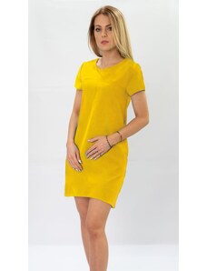 INPRESS Trapezowa sukienka żółta (435art)