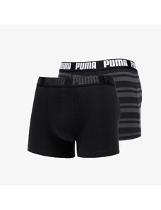 Bokserki Puma 2 Pack Heritage Stripe Boxers Black