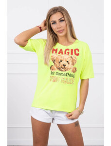 ModaMia Bluzka z nadrukiem Magic żółty neon