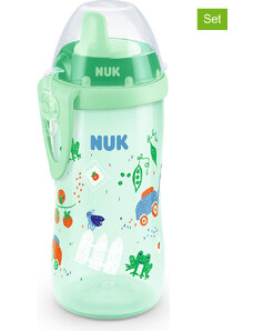 NUK Butelki (2 szt.) "Kiddy Cup" w kolorze zielonym do nauki picia - 2 x 300 ml