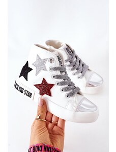 Big Star Shoes Dziecięce Wysokie Trampki Z Suwakiem BIG STAR II374029 Białe