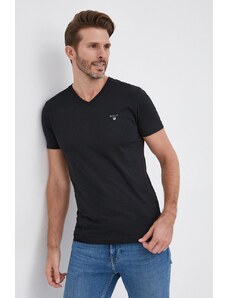 Gant T-shirt bawełniany 234104 kolor czarny gładki