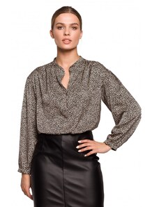 Style Bluzka panterka luźny fason - czarna - Rozmiar: S