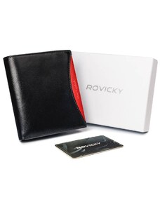 Pojemny portfel męski z naturalnej skóry licowej z ochroną RFID - Rovicky