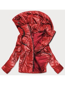 S'WEST Błyszcząca damska kurtka z kapturem czerwona (b9575)