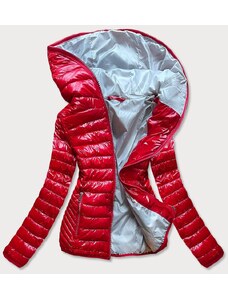 S'WEST Pikowana kurtka damska z kapturem czerwona (b9561)