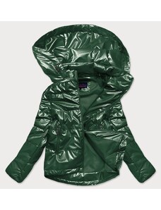 6&8 Fashion Błyszcząca kurtka damska oversize zielona (2021-06big)