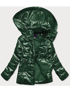 6&8 Fashion Pikowana błyszcząca kurtka damska zielona (2021-04big)
