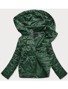 6&8 Fashion Metaliczna kurtka damska z kapturem zielona (2021-01)