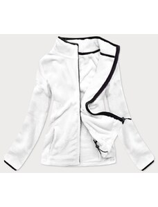 J STYLE Pluszowa damska bluza ze stójką biało-czarna (hh002-45-1)