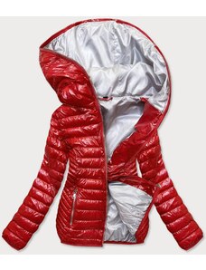 S'WEST Pikowana kurtka damska z kapturem czerwona (b9752)