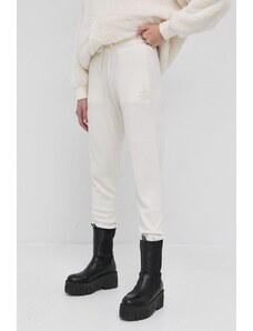 Karl Lagerfeld Spodnie wełniane 216W2032 damskie kolor kremowy gładkie