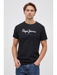 Pepe Jeans T-shirt bawełniany Eggo kolor czarny z nadrukiem