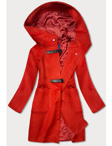 Ann Gissy Krótki damski płaszcz z kapturem czerwony (gsq2311)