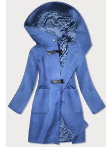 Ann Gissy Krótki damski płaszcz z kapturem niebieski (gsq2311)