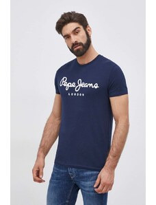 Pepe Jeans T-shirt Original Stretch męski kolor granatowy z nadrukiem