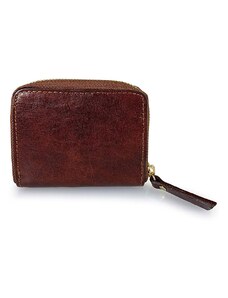 ORE10 Skórzany portfel "Por" w kolorze brązowym - 11 x 9 x 2 cm