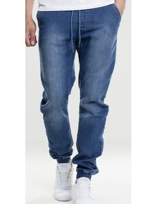 URBAN CLASSICS Dżinsowe spodnie Knitted Denim Jogpants - blue washed