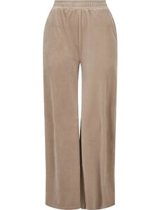 URBAN CLASSICS Damskie spodnie dresowe Damskie spodnie dresowe Straight Velvet z wysokim stanem - jasnobrązowy