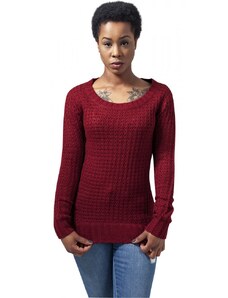URBAN CLASSICS Ladies Long Wideneck Sweater - burgundy