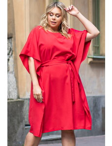 KARKO Ekskluzywna sukienka wyjątkowa wiązana oversize ROLANDA czerwona PROMOCJA