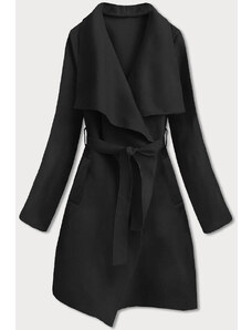 MADE IN ITALY Minimalistyczny płaszcz damski czarny (747ART)