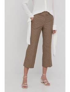 Twinset spodnie damskie kolor brązowy proste medium waist