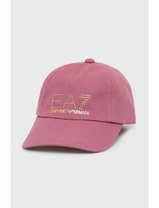 EA7 Emporio Armani czapka bawełniana 285559.2R104 kolor różowy z aplikacją