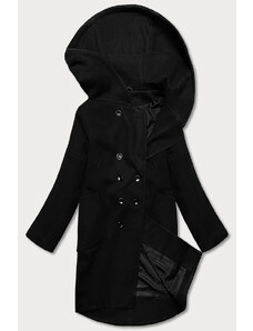 ROSSE LINE Damski płaszcz plus size z kapturem czarny (2728)