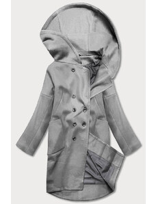 ROSSE LINE Damski płaszcz plus size z kapturem szary (2728)