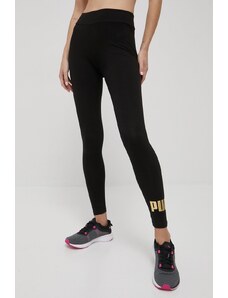 Puma legginsy essentials+ metallic damskie kolor czarny z nadrukiem 848307