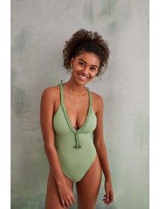 women'secret strój kąpielowy Formentera kolor zielony miękka miseczka
