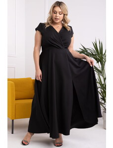 KARKO Sukienka wieczorowa rozkloszowana z rozporkiem LUIZA czarna