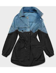 S'WEST Luźna kurtka jeansowa z łączonych materiałów niebiesko-czarna (b9791-5001)