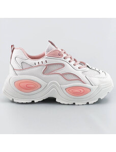 marka niezdefiniowana Damskie buty sportowe na grubej podeszwie biało-różowe (ra15)