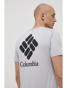 Columbia t-shirt sportowy Tech Trail Graphic kolor szary z nadrukiem