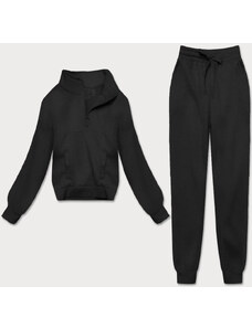 J STYLE Dres damski bluza ze stójką + spodnie czarny (8c70-3)