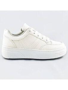 marka niezdefiniowana Sznurowane buty sportowe damskie białe (s070)