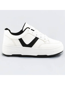 marka niezdefiniowana Sznurowane buty sportowe damskie biało-czarne (s070)