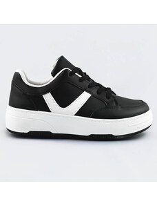 marka niezdefiniowana Sznurowane buty sportowe damskie czarno-białe (s070)