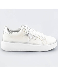 marka niezdefiniowana Sznurowane sneakersy z gwiazdką biały-srebrny (bb126l)